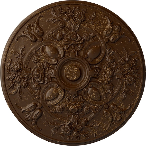 Ekena Millwork Baile Ceiling Medallion (Fits Canopies up to 6"), Hnd-Painted Root Beer Crackle, 31 1/4"OD x 2 1/4"P CM31BARBC - main